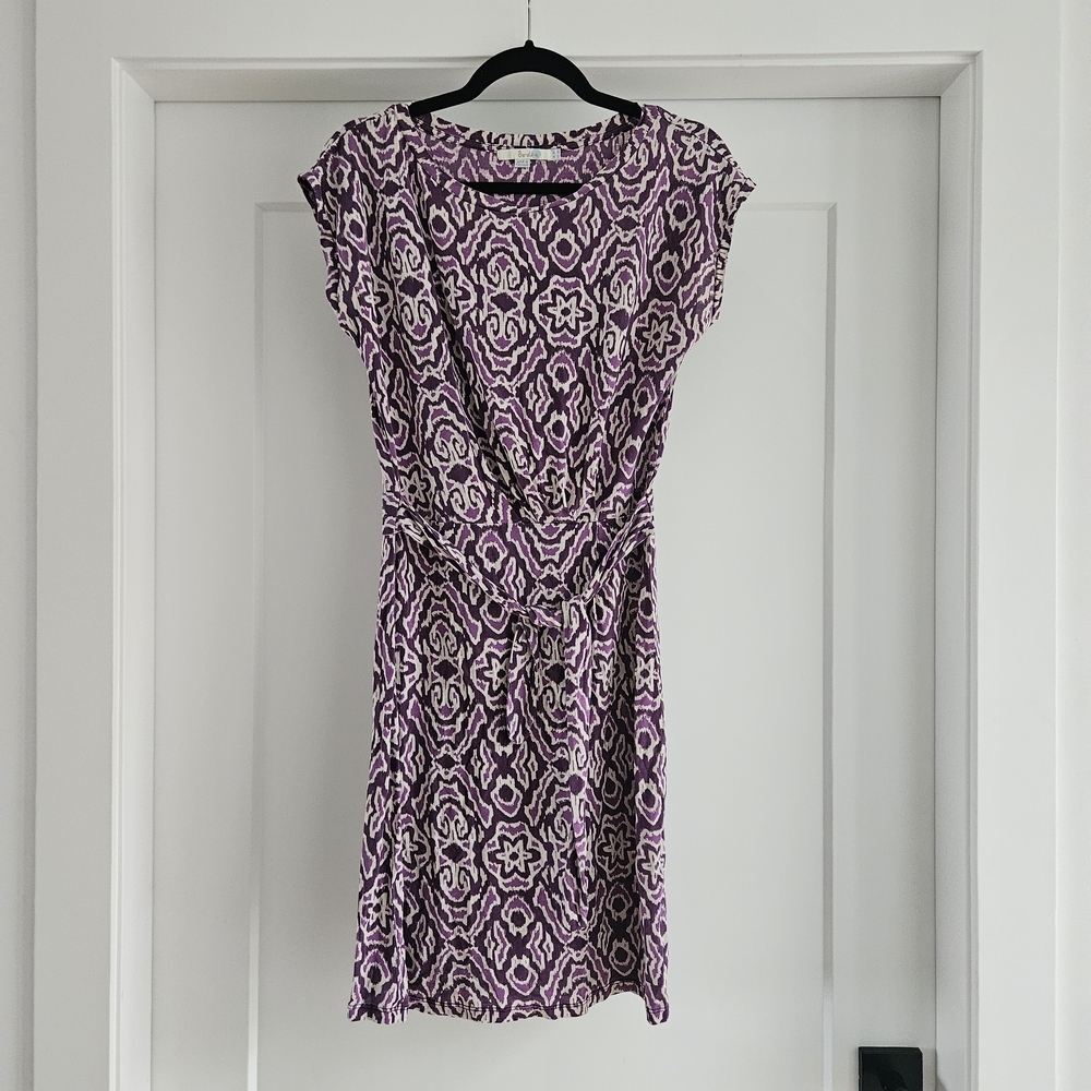 Boden Purple and Cream Patterned Mini Dress Abstract Size 4
